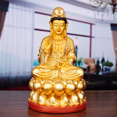 速发观音佛像摆奉家用供件送子镀世佛像客厅家居南海坐莲观金音菩