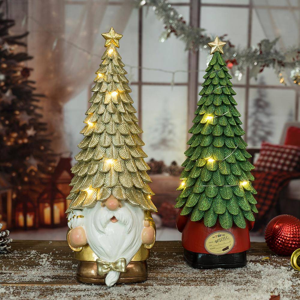 新品发光圣诞树圣地精儒小矮人摆件家居圣节诞树无品牌/脂诞装侏