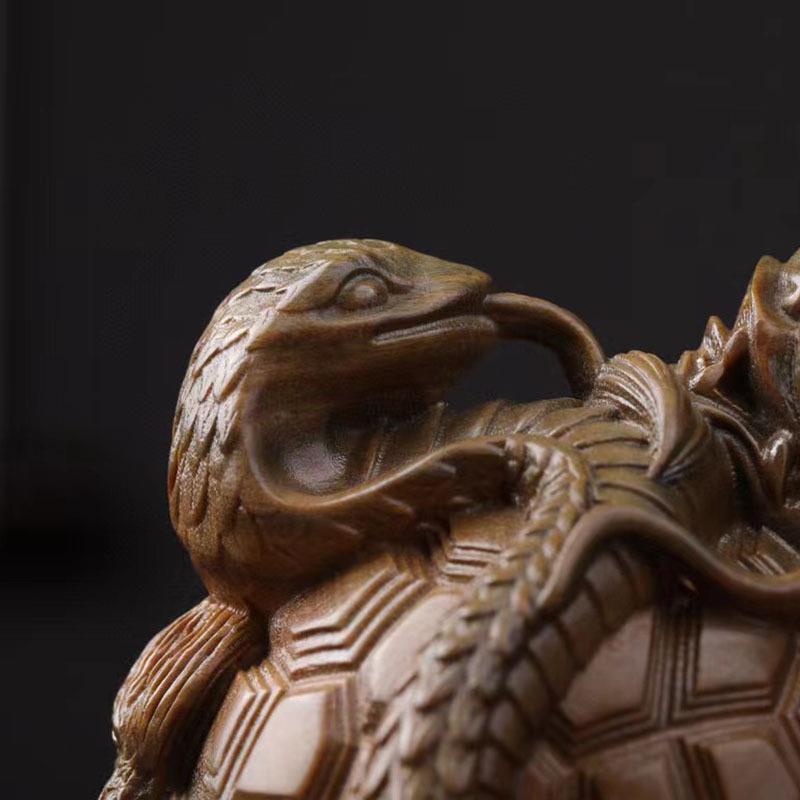 阿饰根工廷绿檀木雕玄武手件瑞兽摆件龙龟蛇玄JEO关实木装家居艺
