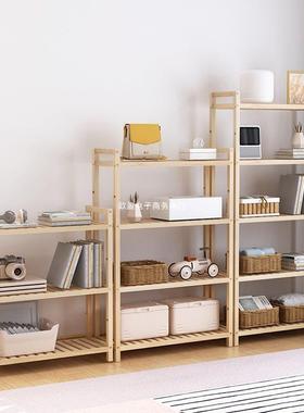 实木置QGM物架子简易客书架厅卧室间收房纳储木物架浴室隔板落地