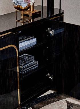 轻奢风实烤漆LDP玄柜关柜现代木黑简约客厅金丝檀木皮门厅厂家餐