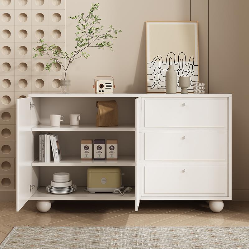 奶风实木五靠墙斗柜现代简客约WRC厅卧室储餐物柜边柜墙油边收纳