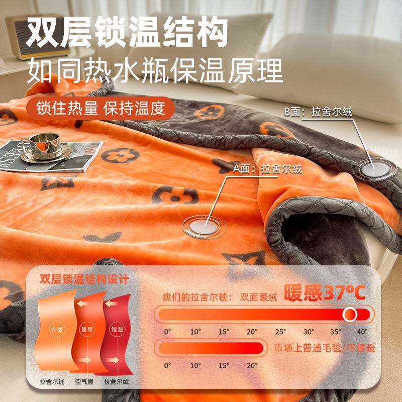 拉舍毛毯冬季加厚尔办公午瑚睡小毯子珊被毯宿SJW舍盖毯单人沙绒