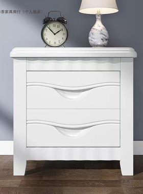 实木头柜储物柜抽屉式原木色简约床现家DDW代新中床式简易用床边