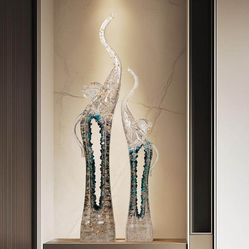 玄关艺大术轻象摆件代创意家居客厅电视柜EUO现落地橱窗装饰品高