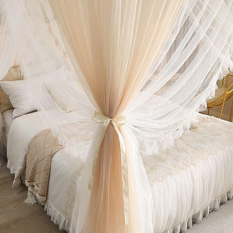 双层纱蚊帐用新款宫廷落地家主1米8大床公风式三老开门IDA加密纹