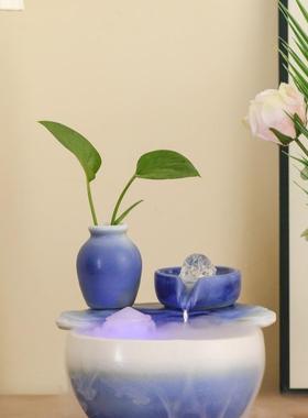 DNS风水球循水喷泉环客厅鱼茶台桌面装缸饰品
