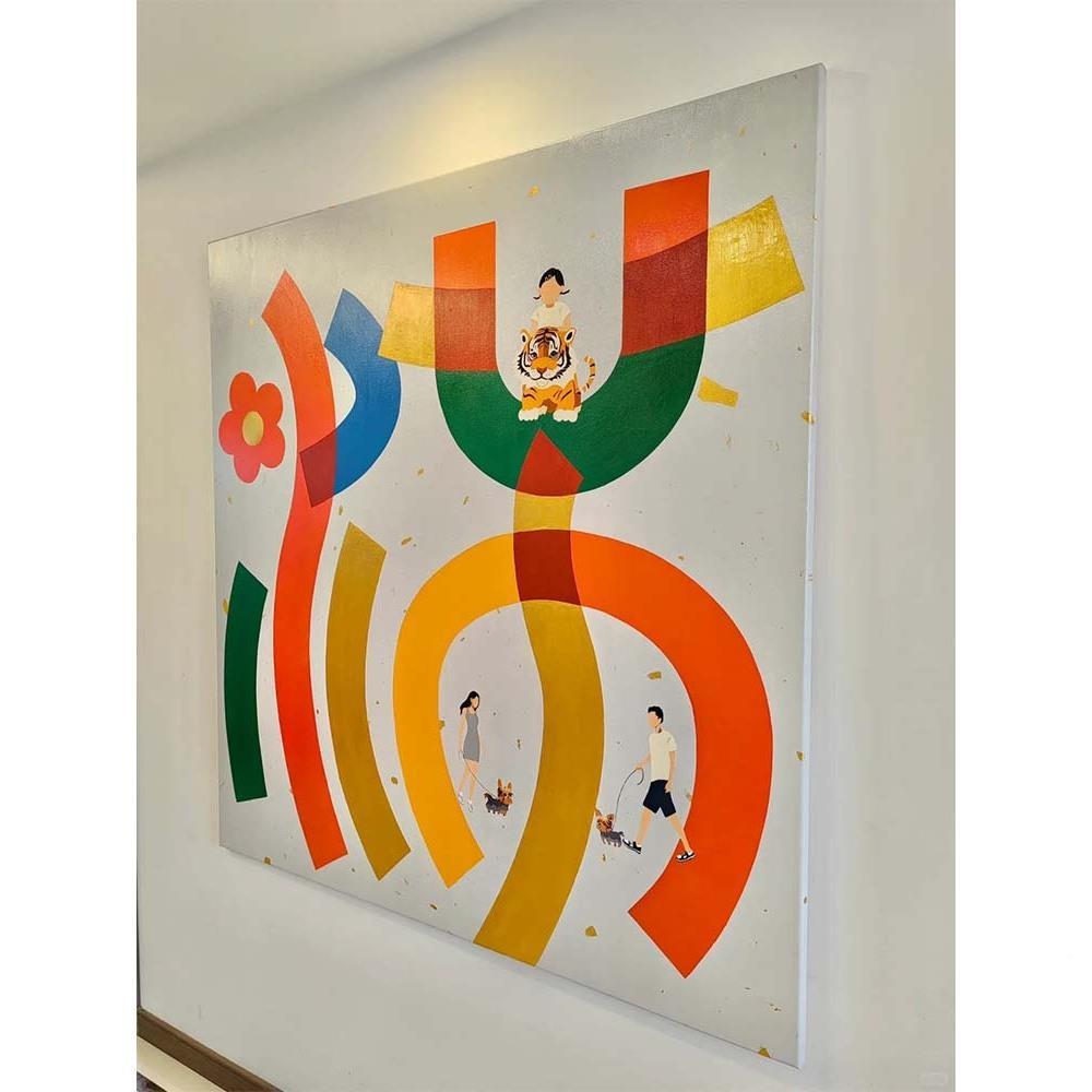 人墙文生小满字挂画创意抽象人物沙发现代小众QLP巴背景多胺彩装