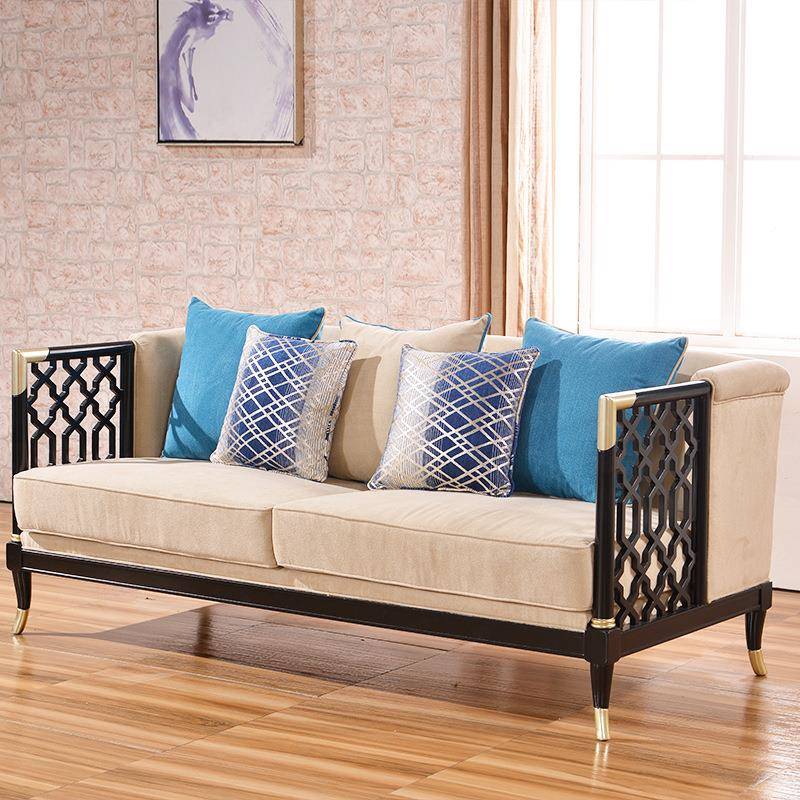 现代新整中式沙发全实木艺沙发民宿客厅别墅仿古布样板房RCI装典