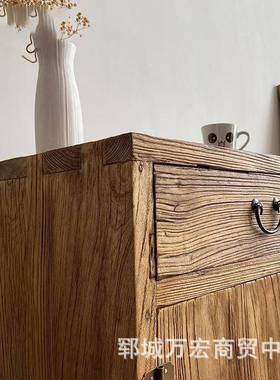 老榆木餐边IFD柜民宿旧酒店中式储物柜中靠墙家式具复古做玄客厅