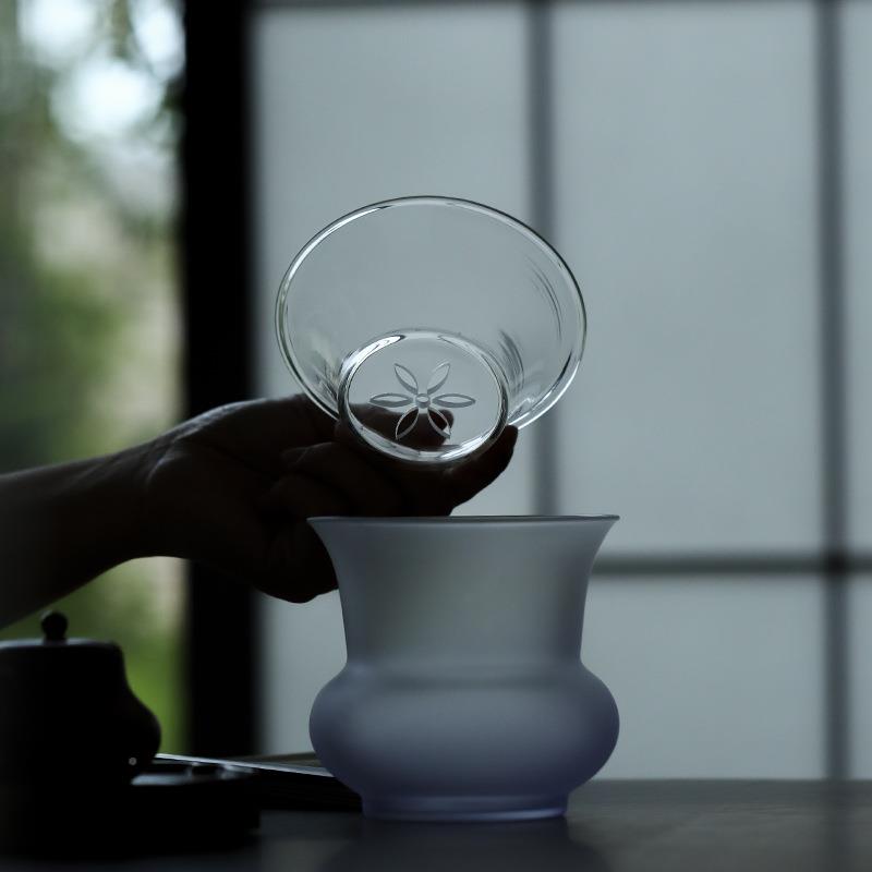 宜桌室茶话玻璃茶干建水茶洗水盂壶承泡台带盖琉璃渣IYT缸茶倒水