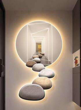 石来运转玄关装EWB饰画代现轻奢入户走廊灯尽头挂画延伸感画l壁ed