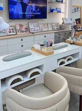 日简式美甲桌甲网红修甲台实木49533凹槽指甲桌约现桌代烤漆吸尘