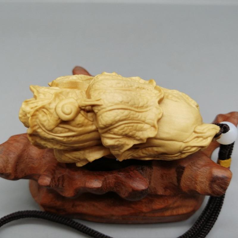 黄杨木雕白菜蜗牛手无品牌/把件木实木车雕刻文玩男士内挂品摆饰