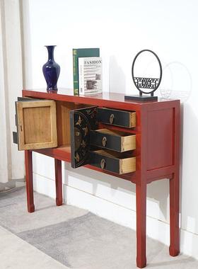 桌家用全实木香案彩绘旧条做案新中式供台仿古榆木玄EHO关可桌供