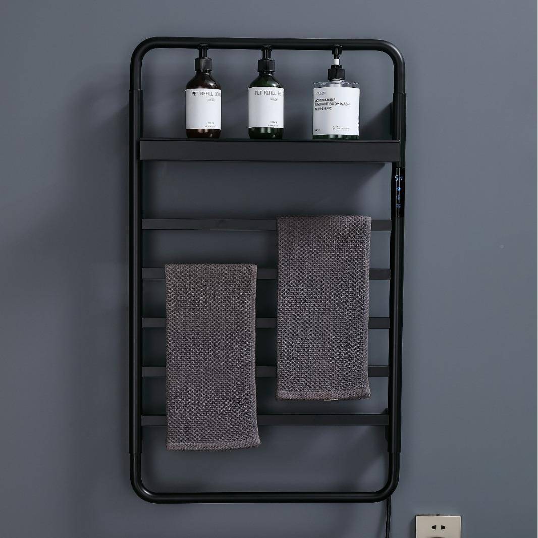 国碳纤维智能热毛巾架家用生间加热烘EXI干置德物浴巾架打电孔卫