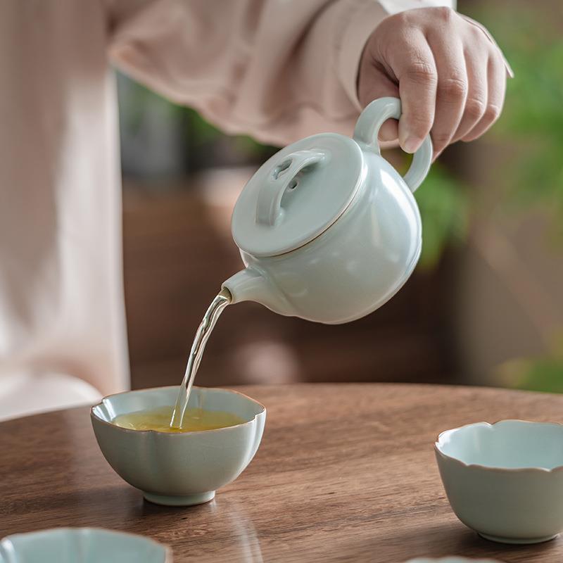 瓦云隐造物汝窑茶壶SUU开片壶可养大号家套用汉壶泡茶沏茶茶具组