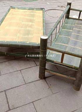 竹床单全竹纯工楠竹制作两用易一体人家用双人午休简传手AFY统竹