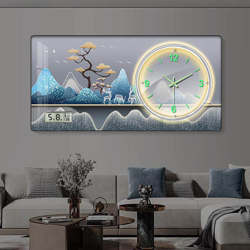 现代MZR简约装饰画挂钟钟玄客关饰画钟表厅走廊装过道墙画挂网红