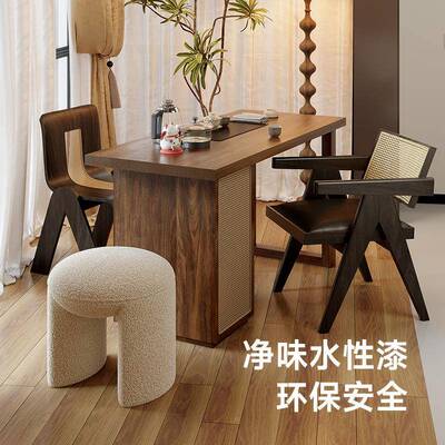现款代简约全实木茶桌大板直拼阳台桌合子HAV计桌椅设组家用小型