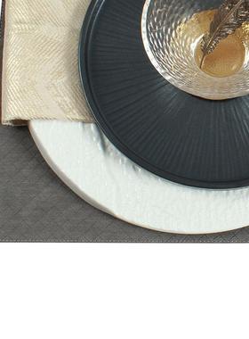 直乌金盘配白色石纹盘轻奢摆样板间边餐具件软RHD装厅样板房展摆