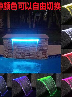 院装饰不锈钢瀑布出水水口X槽ZSW流水墙假山景观鱼池叠水水幕水2