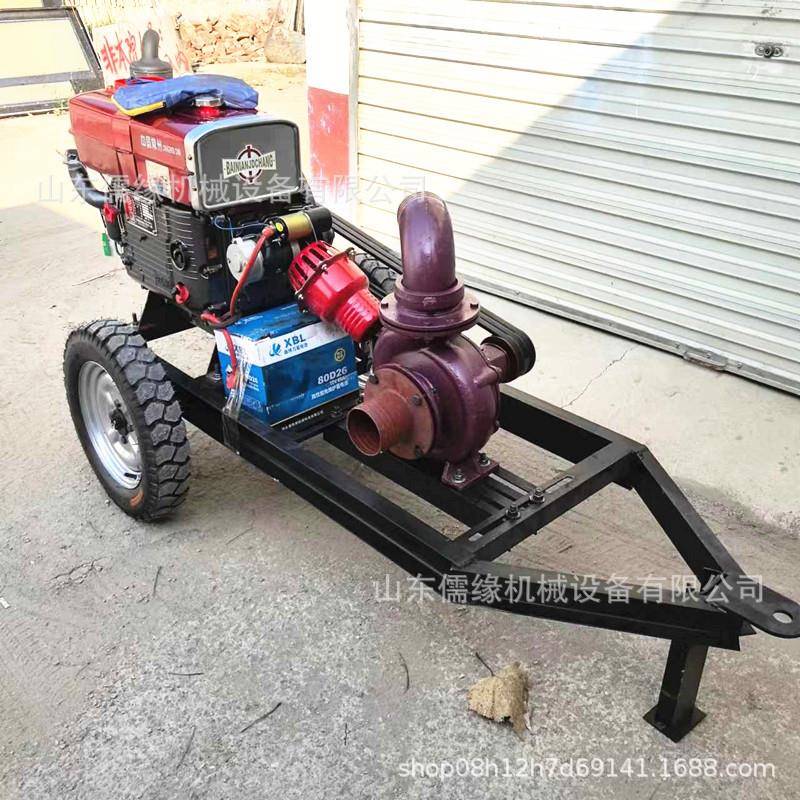 拖FJM车式柴泵车自吸柴油4寸离泵心农田8油马力高压喷灌泵