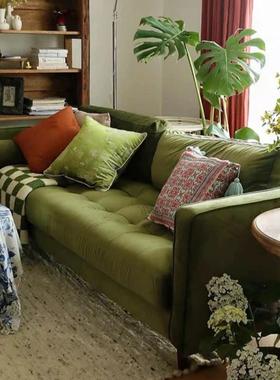 PMS法式丝绒布艺拉扣沙发轻小角g户型美式复古奢中古vintae风转沙