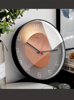 钟表钟客厅家用尚2时025新款简约现代免时KNR钟打挂孔创意挂墙石