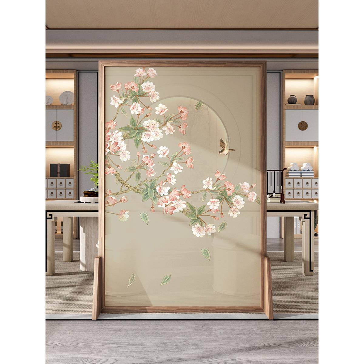 实木风断客屏厅室新中式家用隔卧室遮挡GUU床边办公茶室餐厅入户