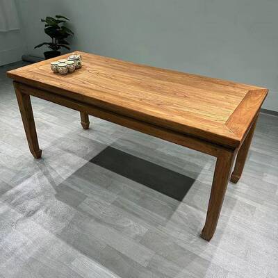 老茶榆木泡茶桌全套仿古做旧老门板KSV桌茶公室全实办木台面茶桌