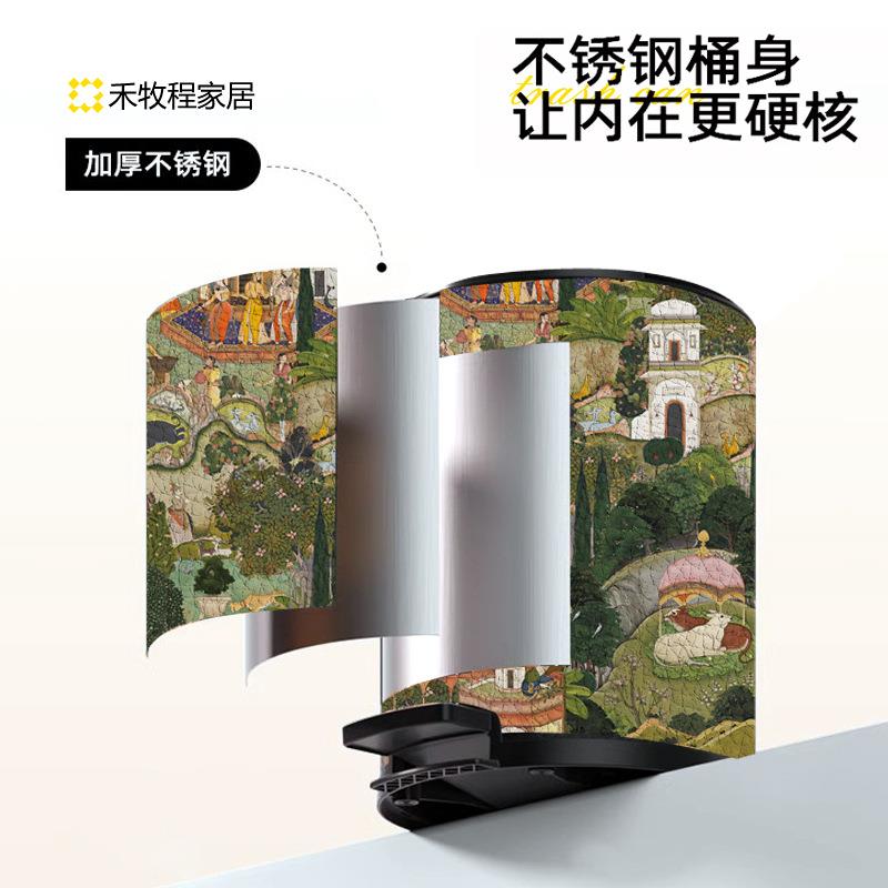 禾牧程不锈钢中踏厅垃圾桶家用大容量客卧室卫生间双OPH层带盖古