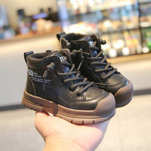 儿童秋冬款美式男女童真皮马丁靴短靴工装靴子防踢软底1-4岁