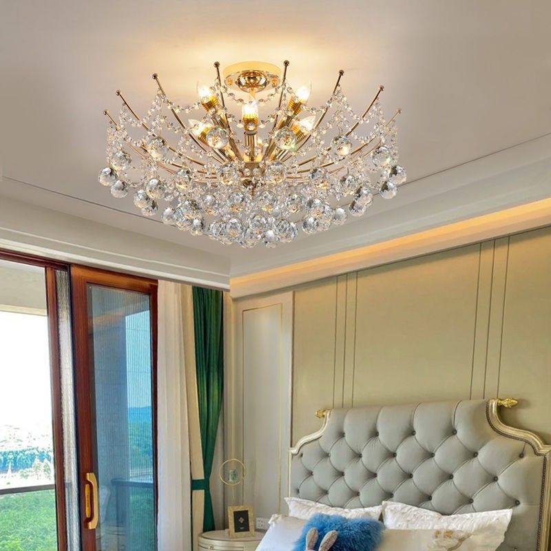 简欧式客厅水晶灯圆形吸顶大气豪华轻奢餐厅灯具美式温馨卧室灯饰