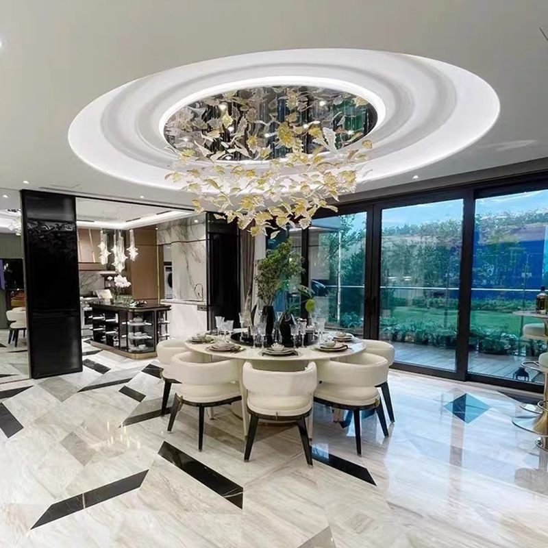 水晶吊灯餐厅灯高级感奢华大气别墅客厅圆形包间包房圆桌餐桌灯具