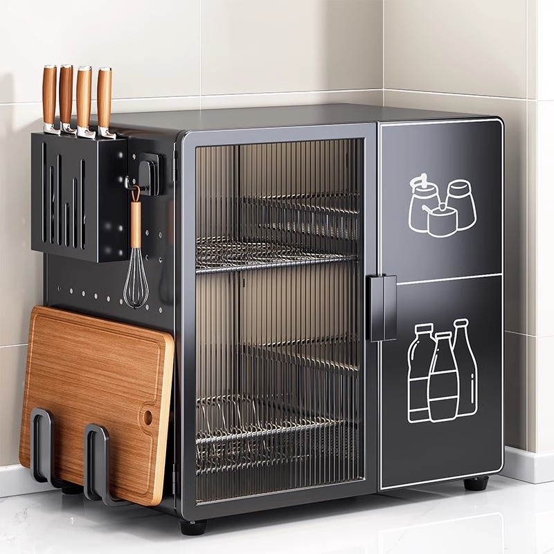 德国厨房置物架砧板架刀架一体碗碟收纳架家用双层沥水碗柜