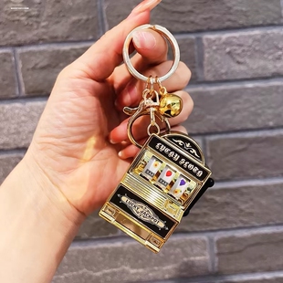 迷你水果机钥匙扣挂件转转机游戏小玩具幸运抽奖挂饰