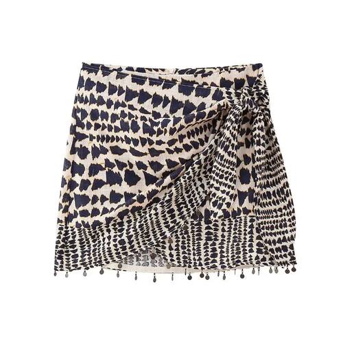 Leopard print A-line skirt cross skirt 豹纹印花A字裙交叉短裙