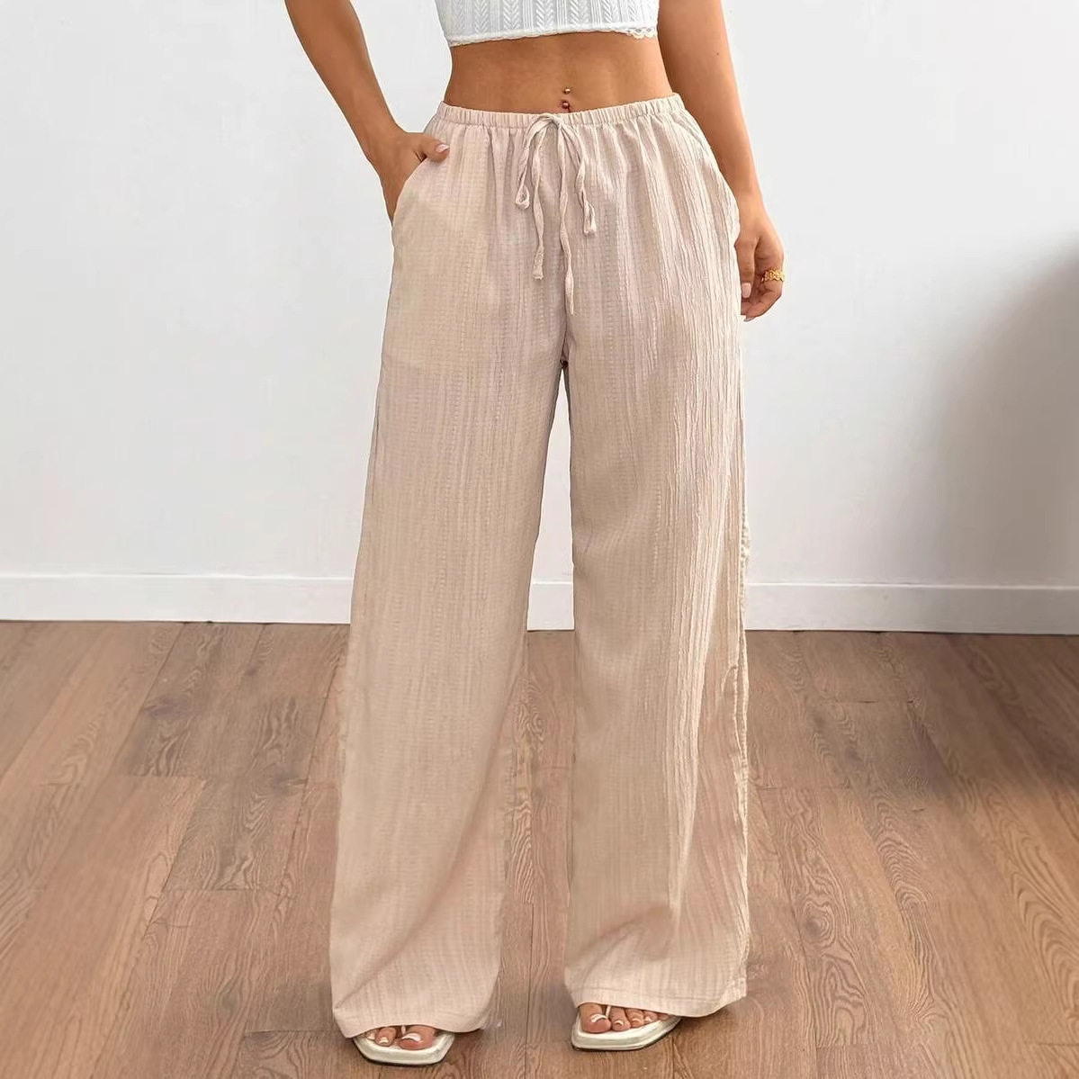 美式气质休闲直筒长裤女 Temperament casual straight leg pants