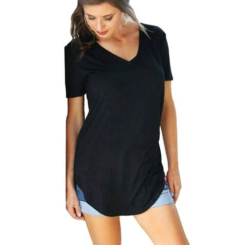 大码纯色宽松短袖上衣Large solidcolor loose short sleeved top