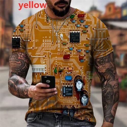 3D digital printed round neck retro T-shirt3D印花圆领复古T恤
