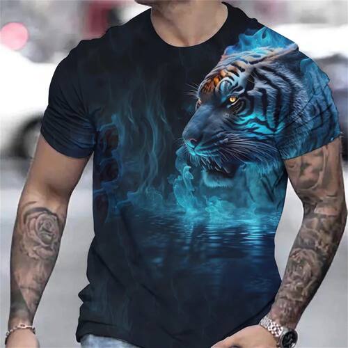 3D printed animal short sleeved top 3D数码印花动物短袖上衣男
