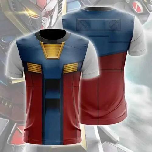 3D printed anime pullover slim fit T-shirt3D印花动漫套头上衣
