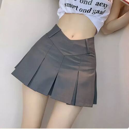 High waist slimming pleated skirt女式高腰显瘦百褶裙A字半身裙