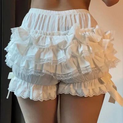 Pumpkin pants lace up shorts for women女式南瓜裤系带花边短裤