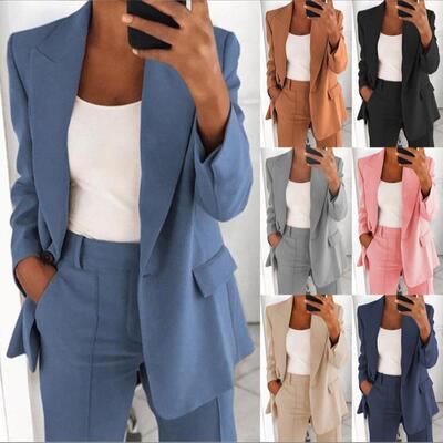 Long sleevd suit jacket long pant twopiece set外套长裤两件套