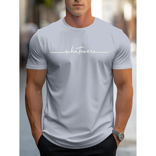 Round neck letter printed short sleeved shirt圆领字母印花T恤