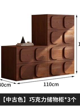 法式卡门柜中古实木室斗风柜组巧克力柜合边柜家用复古风卧储收纳