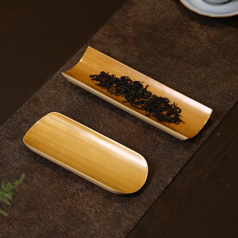 茶则玉竹镜面赏茶荷高端茶制勺工天手然竹把玩茶双面特精文具零配