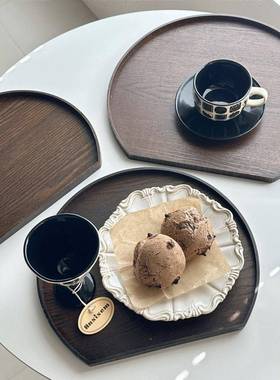 月子托盘复古家用客厅茶KHT半几水盘子下果午茶点心盘零食盘子咖